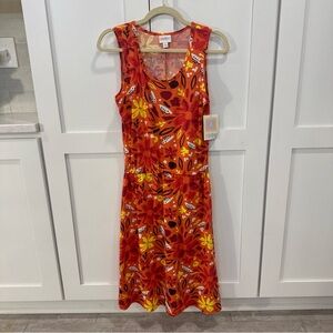 NWT LuLaRoe Orange sleeveless Floral Midi Dress SZ M summer tropical